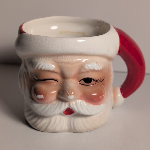 Vintage zwinkernder Weihnachtsmann Tasse kitschig Weihnachten MADE IN JAPAN XMAS Deko - Bild 1 von 10