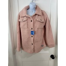 Roxy Girls Pink Sherpa Fleece Shacket Button Front Jacket L 14/16