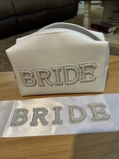 White Bride with Pearls and Rhinestones Accessory Bag Sash
