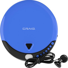 CD2808-BL Personal CD Player with Headphones in Blue and Black  Portable and Pr