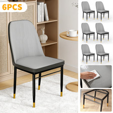 6X Faux Leather Dining Chairs PU Padded Dining Room Kitchen Chair Set Family