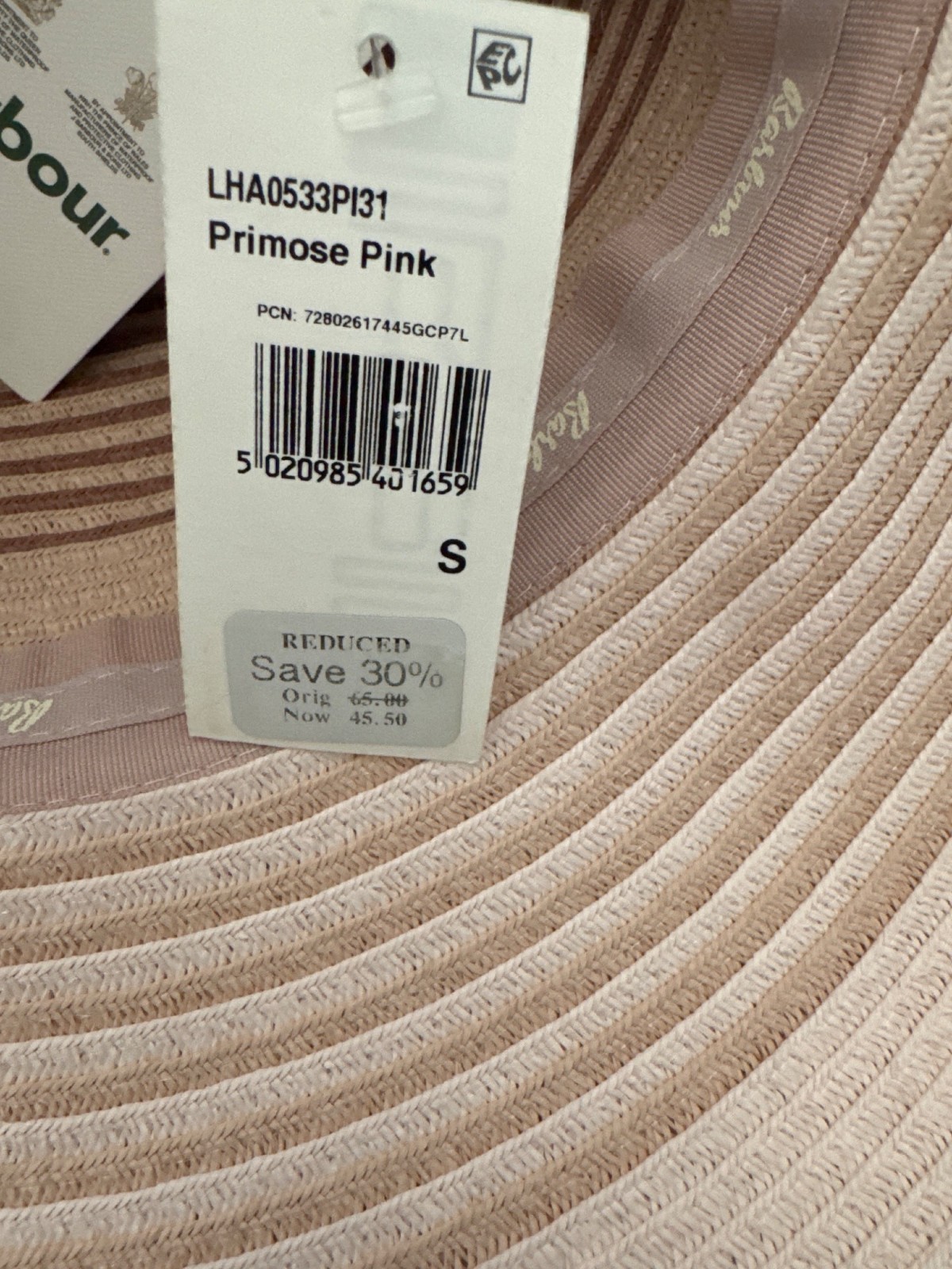 NWT Barbour Adria Ombre Fedora Summer Hat Primose Pink Womens Size Small image 8
