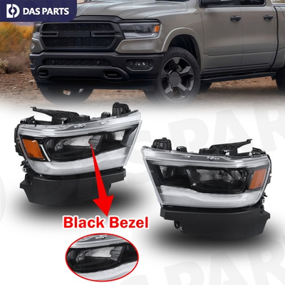 #ad #ad For 2019 2023 Dodge RAM 1500 Black Bezel FULL LED w DRL Reflector Headlights SET $336.98