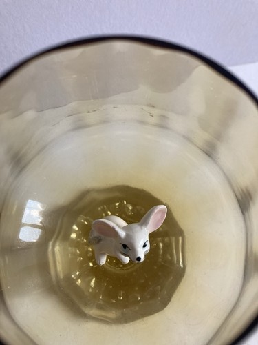 Vintage Cat + mouse In Brandy Glass 1960s Kitsch - Picture 14 of 23