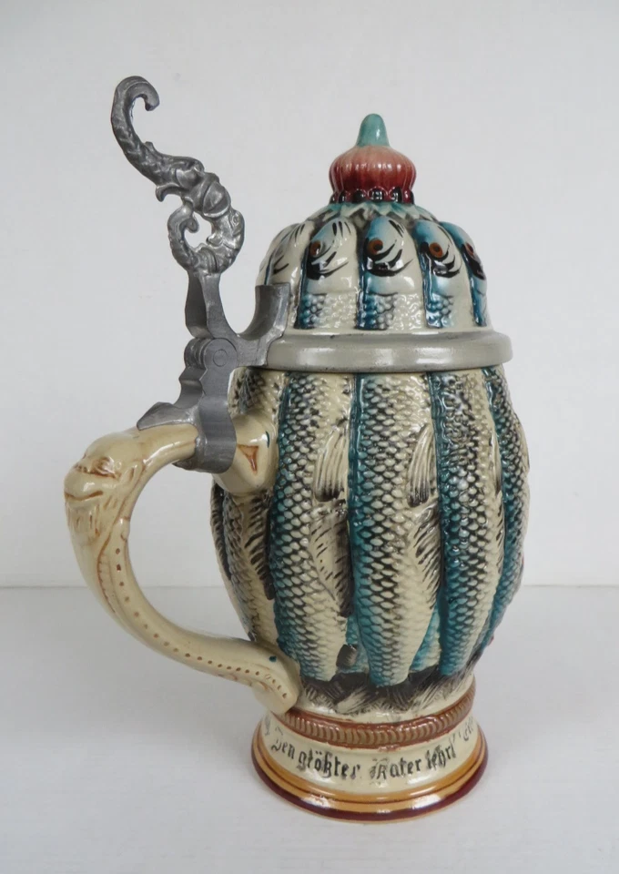 Goebel Merkelbach Heringskrug Scherzkrug Steingut * W.-Germany * H 21,7 cm - Bild 4 von 4