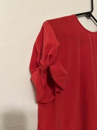 NWT Equipment Silk Blouse in Red Sz S Knots & Pleats - Picture 2 of 5