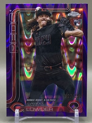 2025 Topps Chrome Update Rhett Lowder RC Purple RayWave Refractor /250