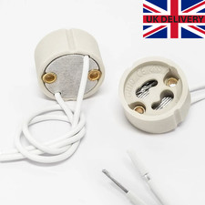 2x GU10 Lamp Holder Ceramic Socket Connector Downlights Pre-Wired 14cm For Bulbs