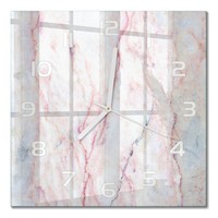 Wanduhr Aus GehäRtetem Glas Mit Leisem Uhrwerk Marmor WeißE Zeiger 30X30 Cm
