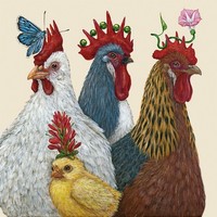 20 Servietten Party At The Coop HüHnerfamilie Kopfschmuck Tiere Blumen 33X33Cm