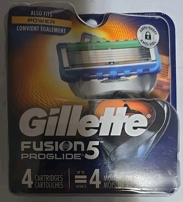 Gillette ProGlide Power Cartridges - 4 Count Also Fit  Power Razors Fusion