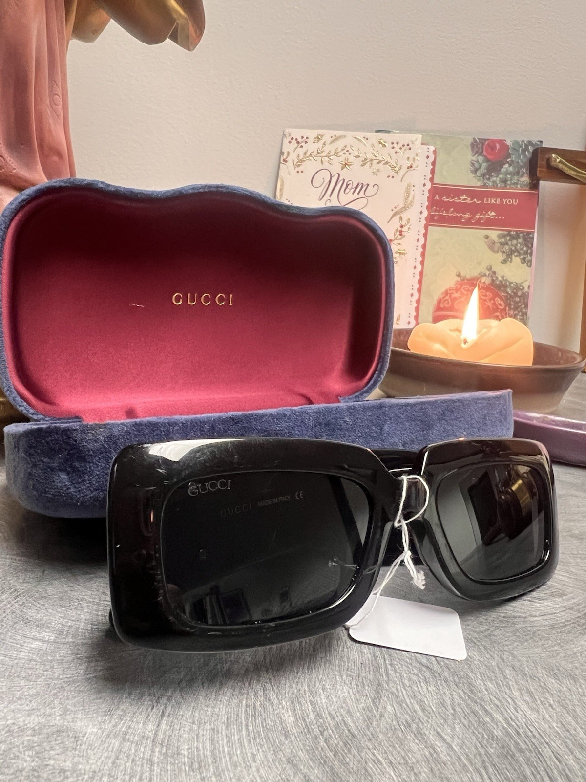 Black Rectangular Frame Gucci Sunglasses with GG … - image 2