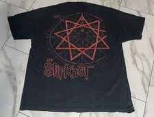 Slipknot Mask Grid Nonagram Band Tee Mens L Black Graphic Double Sided Y2K 90s