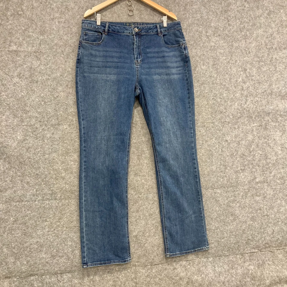 Regatta Womens Jeans Size 18 Blue Straight Mid Rise Regular Cotton Blend 45617 - Image 2 of 4
