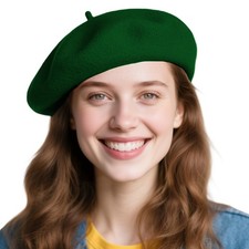 French Breathable Solid Color Wool Beret Hats,Artist Painter Beanie Hat for W...