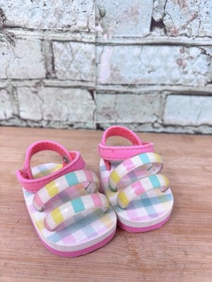 American Girl Doll Picnic Time Outfit Pink Plaid SANDALS SHOES ONLY 2001 VGC