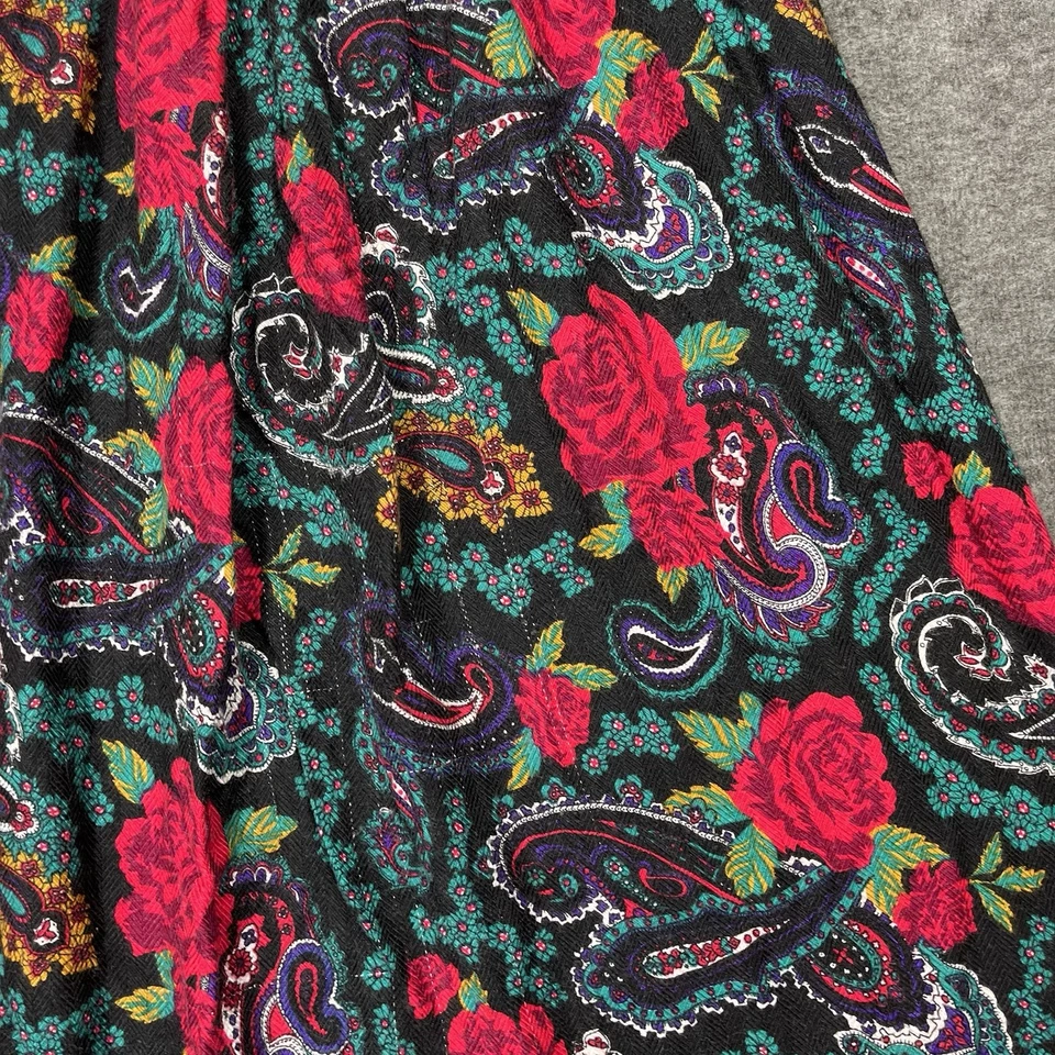 Vintage Norton McNaughton Petites Midi Skirt Womens 8 Black Red Floral Pleated - Image 4 of 4