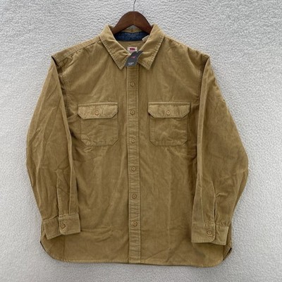 Levis Shirt Mens L Beige The Worker Corduroy Wide Wale Relaxed Fit Outdoor Hike