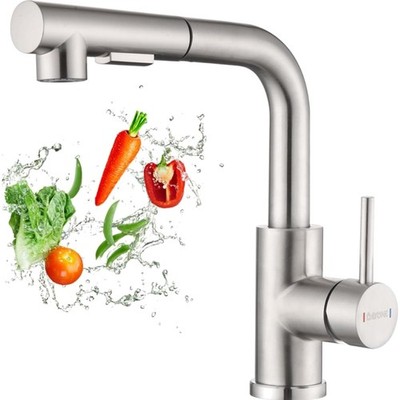 Küchenarmatur Edelstahl Wasserhahn Ausziehbar mit Brause 360° Schwenk