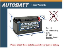 Battery fits CHEVROLET CAPTIVA MALIBU NUBIRA 1.4 2.4 2.0D 2.2D 2006 on 019 670A