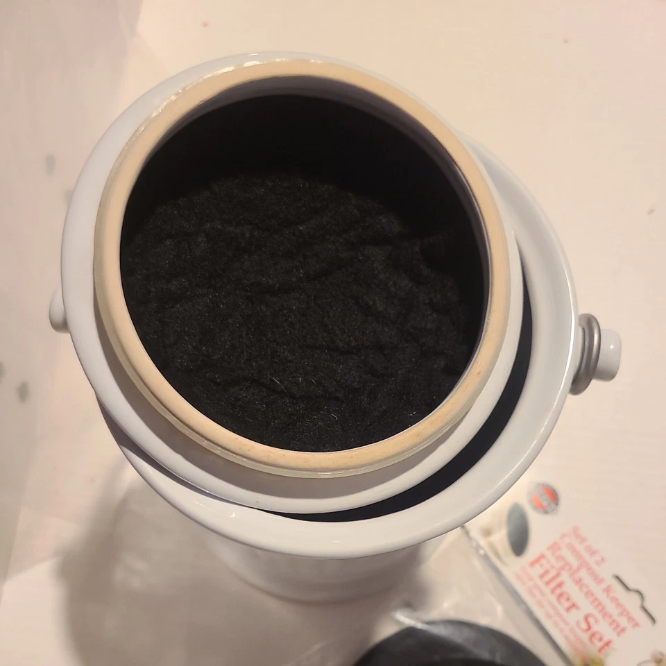 Lixeira de compostagem de alimentos brancos cabo de recipiente de sucata sustentabilidade + 4 filtros. - Imagem 4 de 4