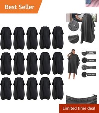 Black Waterproof Hair Salon Cape Professional Barber Cape with Metal Snap Clo...