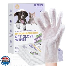 Pet Cleaning Glove Bathing Wipes for Dogs and Cats, Deodorizing No-Rinse Groo