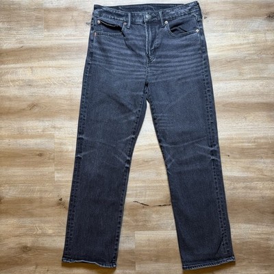 American Eagle Jeans Men 30x28 Black Relaxed Straight Easyflex Stretch Denim