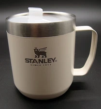 Stanley Coffee Mug Cup Stainless Steel Camp Cup With Spill Lid  12 oz White