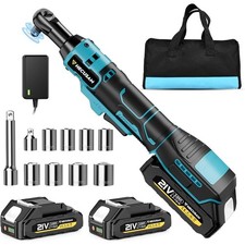 74 Ft-lbs 21V Cordless Ratchet Wrench Set, 3/8" Electric Ratchet
