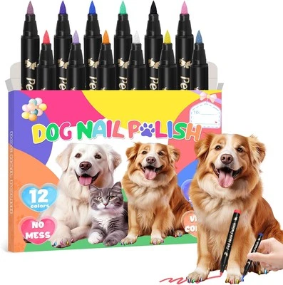 MSDADA Dog Nail Polish Pens Quick Dry - 12 Colors Pet 12 Pcs, 12 colors