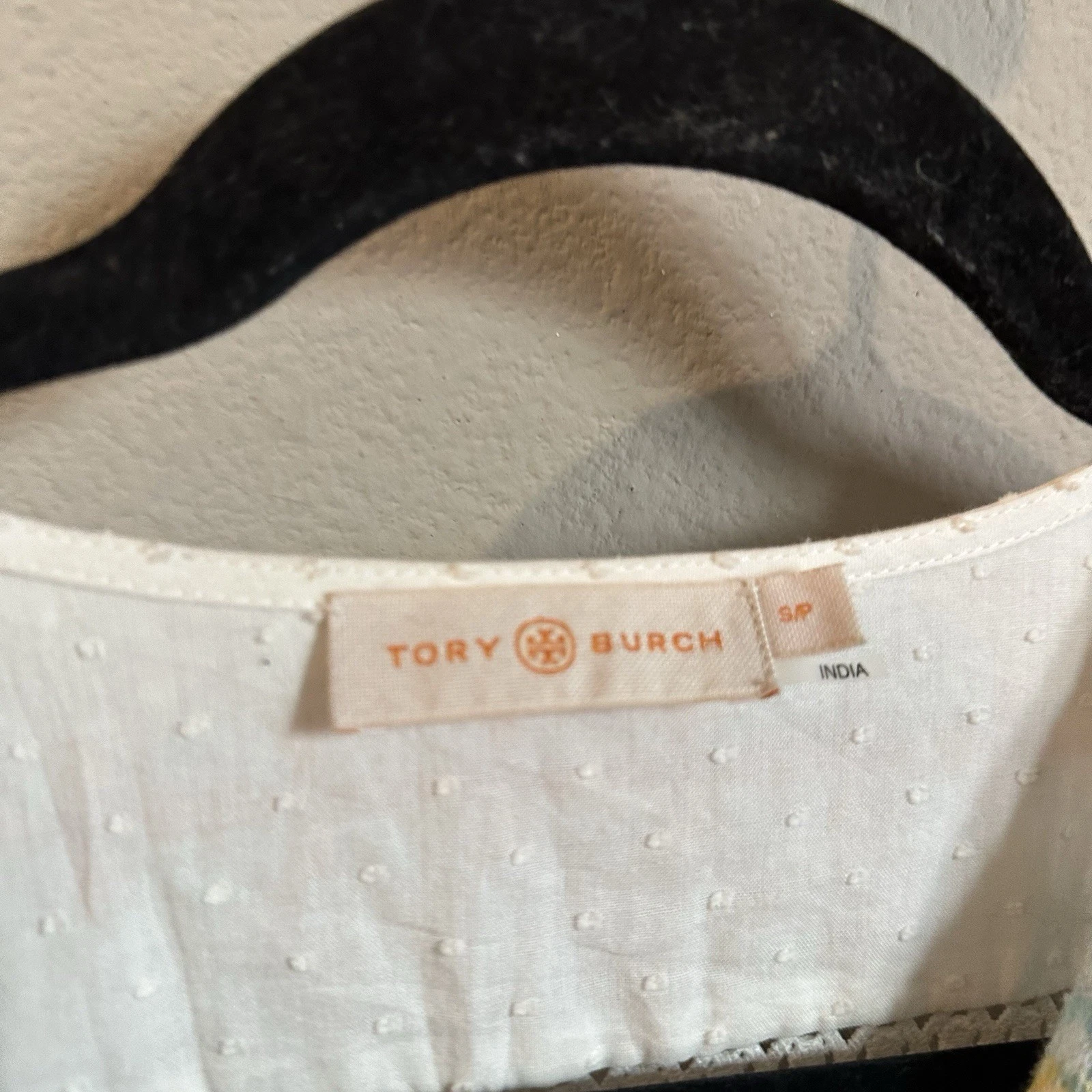 Tory Burch mini abito tunica hippie boho ricamato all'uncinetto donna taglia small