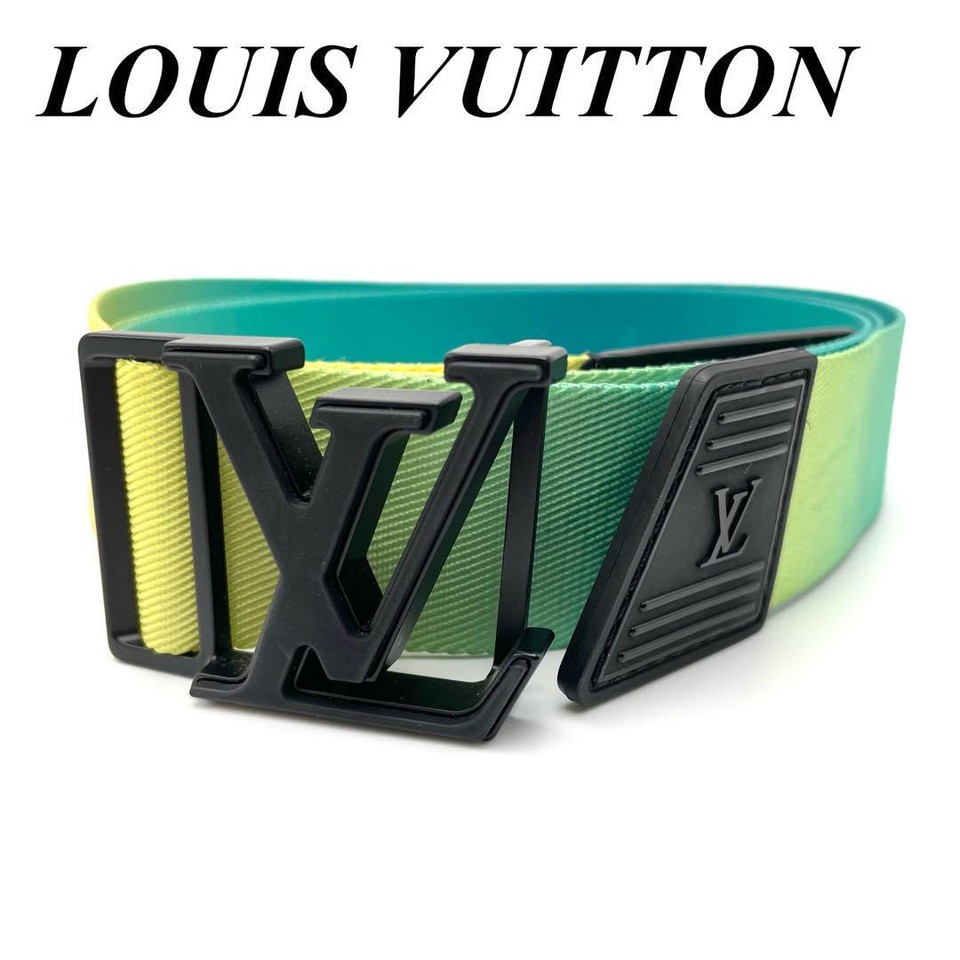 Authentic Louis Vuitton Belt Green Blue Yellow Length 125cm Nylon LV