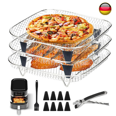 3-Tier Edelstahl Halter Backblech Spieße BBQ Rack Air Fryer Ersatzteile Zubehör