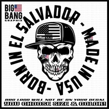 MADE IN AMERICA USA Flag Skull Decal Sticker Entrepreneur Born in El Salvador