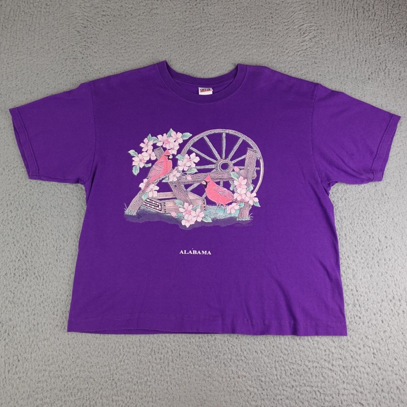 Vintage Alabama Shirt Womens XL Purple Cardinals Flower Graphic Grandma Nature