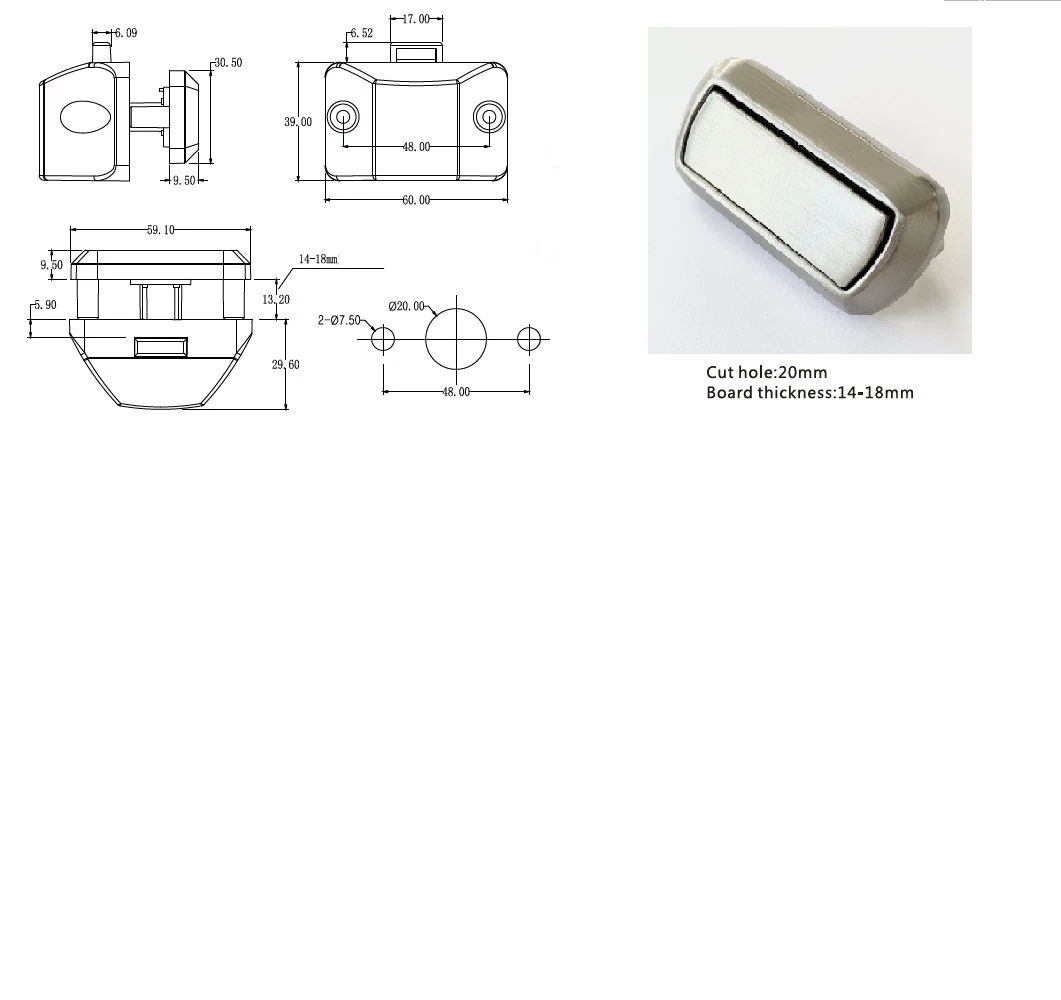 Swift Caravan Motorhome Drawer Lock Catch Full Mechanism Stainless Steel Finish - Picture 7 of 7