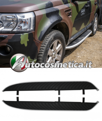 Pedana Laterale In Alluminio Per Land Rover Freelander 2 E LR2 2006-2016 | Con Staffe E Viti | Portata 3 Adulti