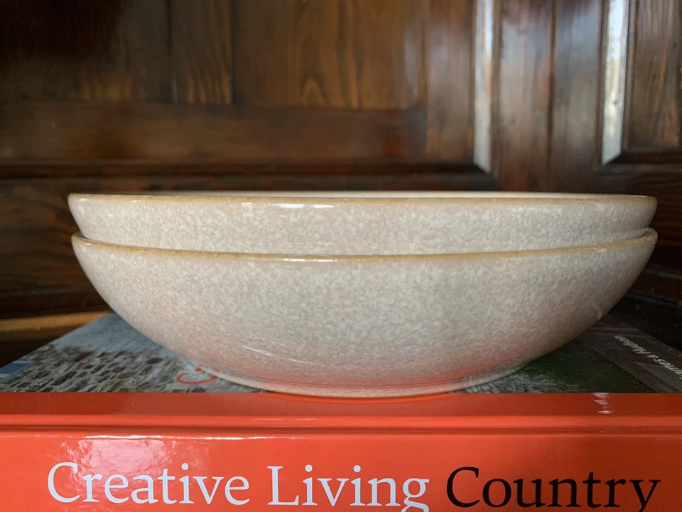 Denby pasta/ Salad bowls in blush pink / move speckled X2 Made In England - Image 2 of 4