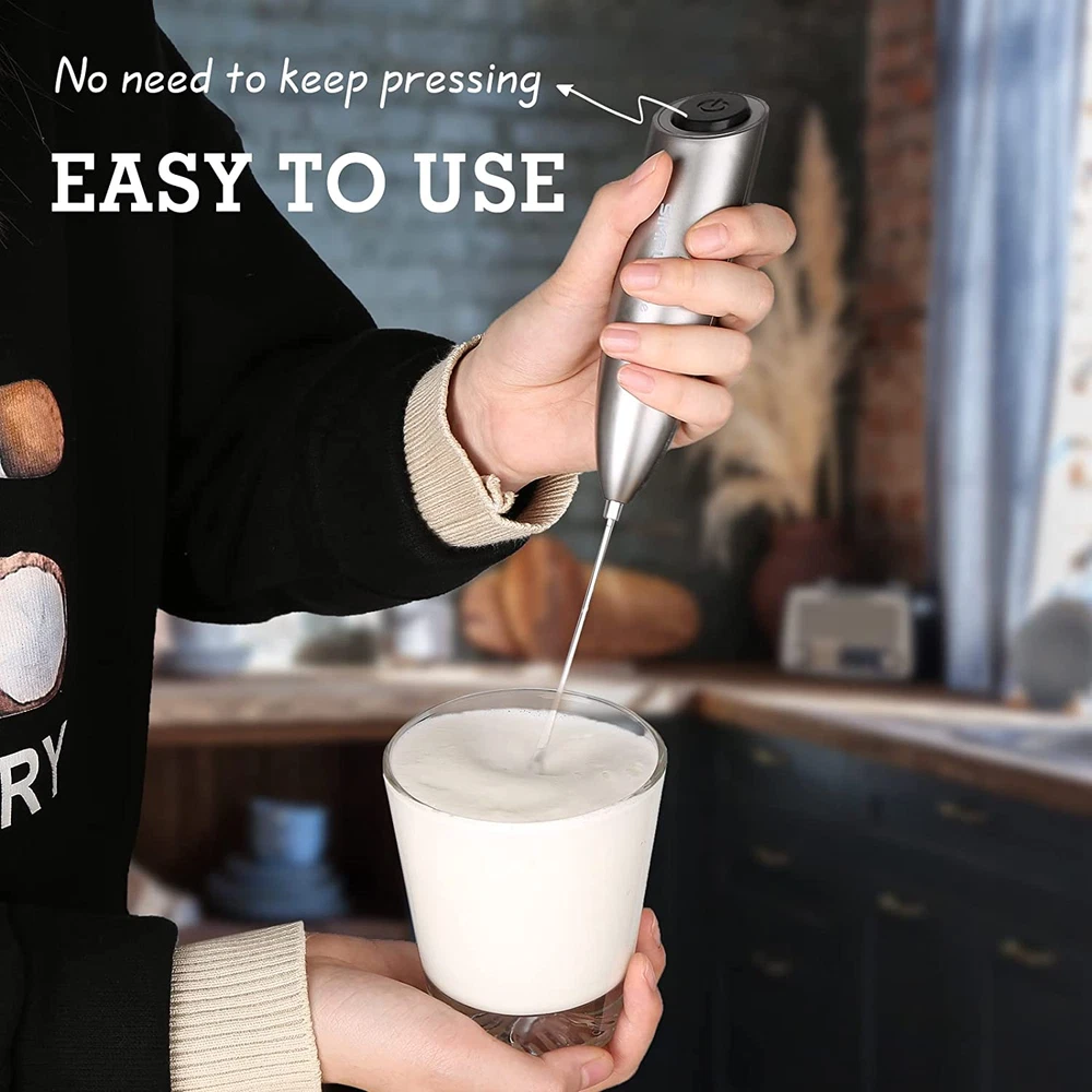 Milk Frother Handheld Battery Operated Electric Foam Maker, Drink Mixer with Sta