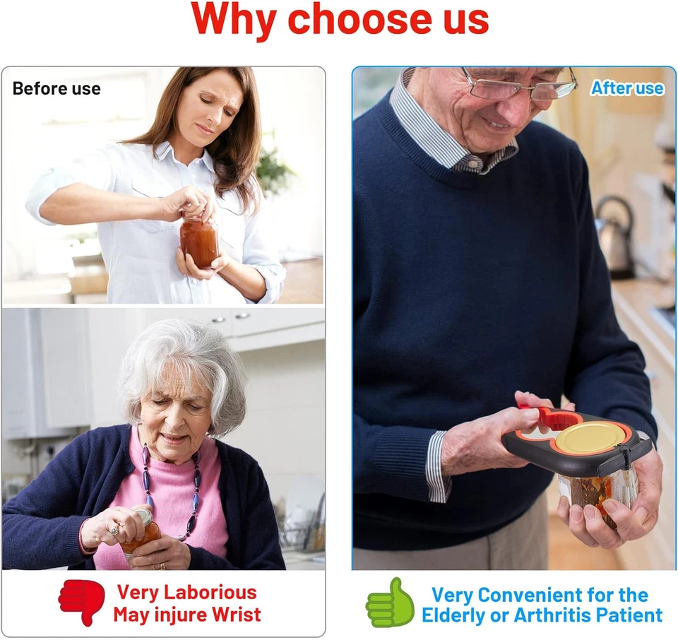 Jar Bottle Opener for Weak Hands, 4 & 5 in 1 Multi Function Non-Slip Lid Opener - Image 4 of 4