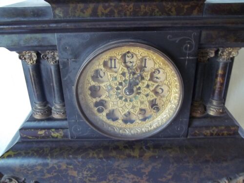 Antiguo Reloj Seth Thomas 1899 Cuerda Manto Adamantino 4 Columnas (Con Llave) Funciona - Imagen 3 de 21