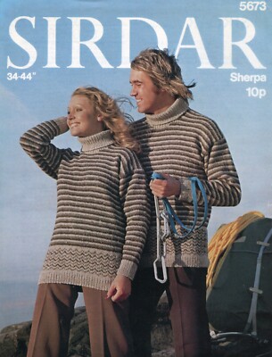Sirdar 5673 Unisex gestreifter Pullover DK 34-44'' Vintage Strickmuster