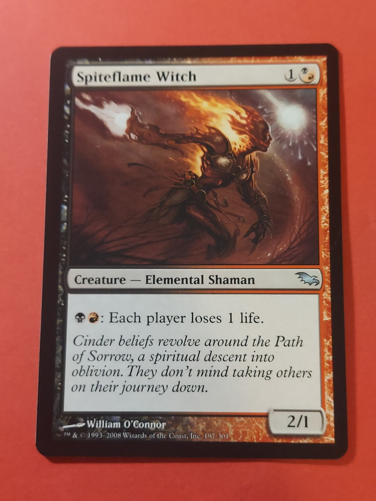 2008 Magic The Gathering Shadowmoor #197 Spiteflame Witch, UC, Blk/R, NF, cd1