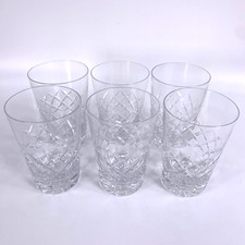 Tudor Crystal Whiskey Tumbler x 6 Signed Latimer Flat Tumbler 9cm Whisky England