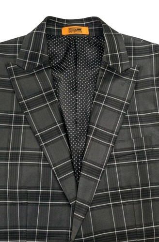 Steven Land Mens Sport Coat 36R Modern Gray Windowpane Flannel Sandro Blazer EUC - Picture 8 of 9