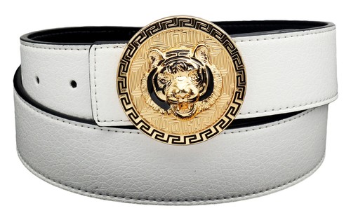 Cinturón de cuero para hombre QHA para vaqueros con hebilla temática cara de tigre 38 mm de ancho Q36 - Imagen 31 de 61