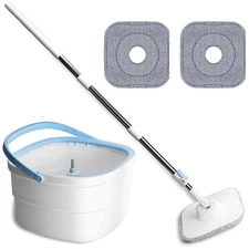 180° Spin Mop and Bucket w/wringer Set +2 Microfiber Refills Floor Cleaning
