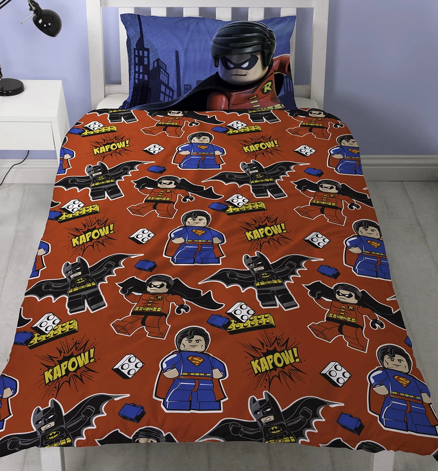 Lego Batman Superman Batalla Juego de Cama Cubierta de Edredón de un Panel Único 2 en 1 Reversible Foto 2 de 2