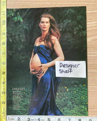 Brooke Shields Pregnant In Long Blue Dress Outside Scene  Magazine Photograph